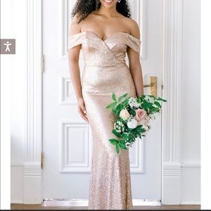 Revelry gold Bardot dress